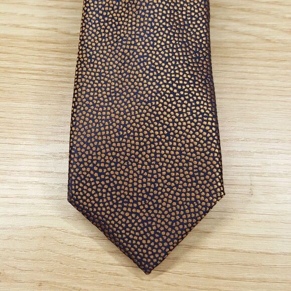 ALFANI Mens Neck Tie Gold Bronze Black Abstract Classic Pointed - Picture 1 of 5